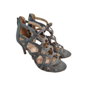 Kelly & Katie Gray Strappy Heeled Sandal Shoes Zip Back Dress Heels 8 Women